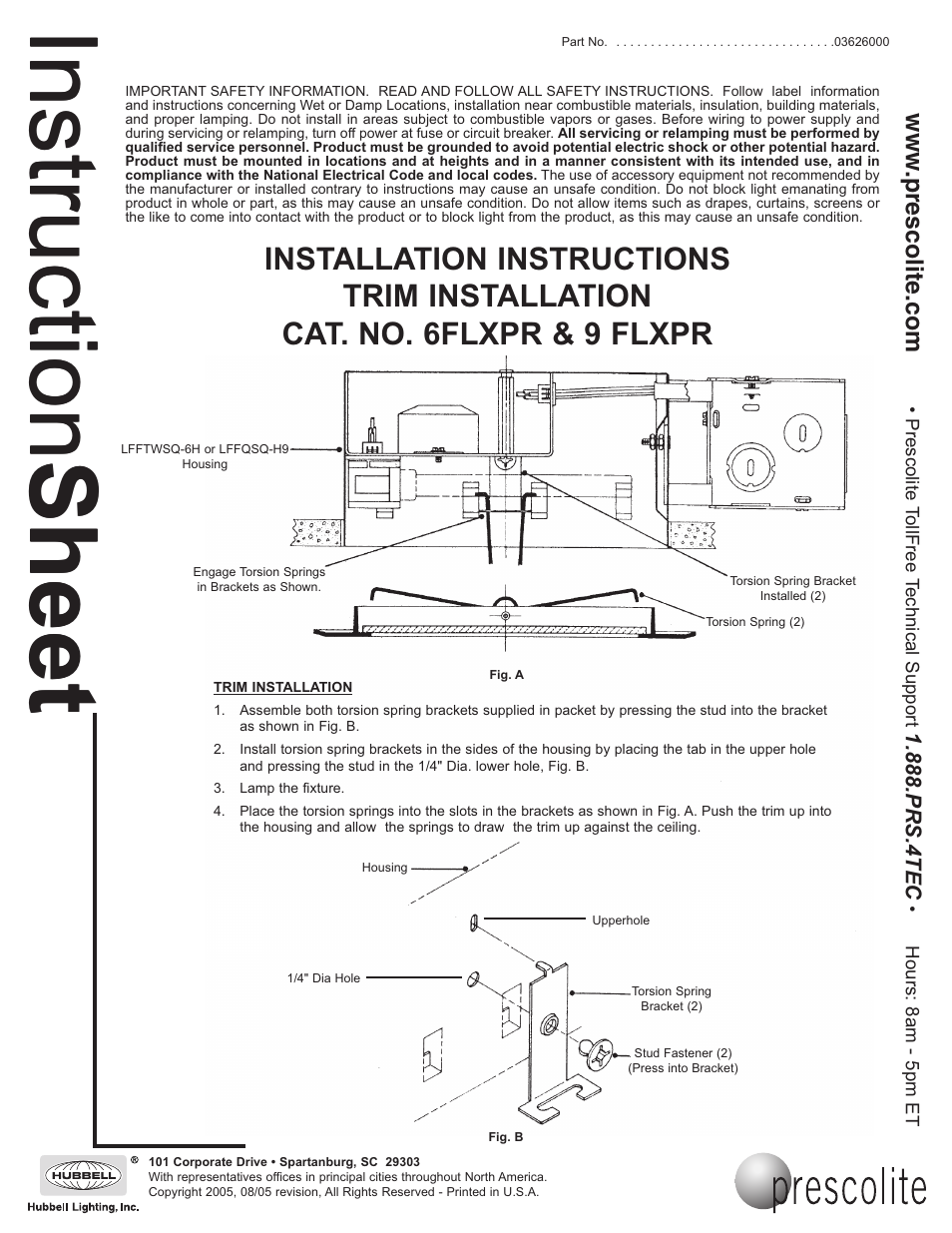 Prescolite 9FLXPR User Manual | 1 page