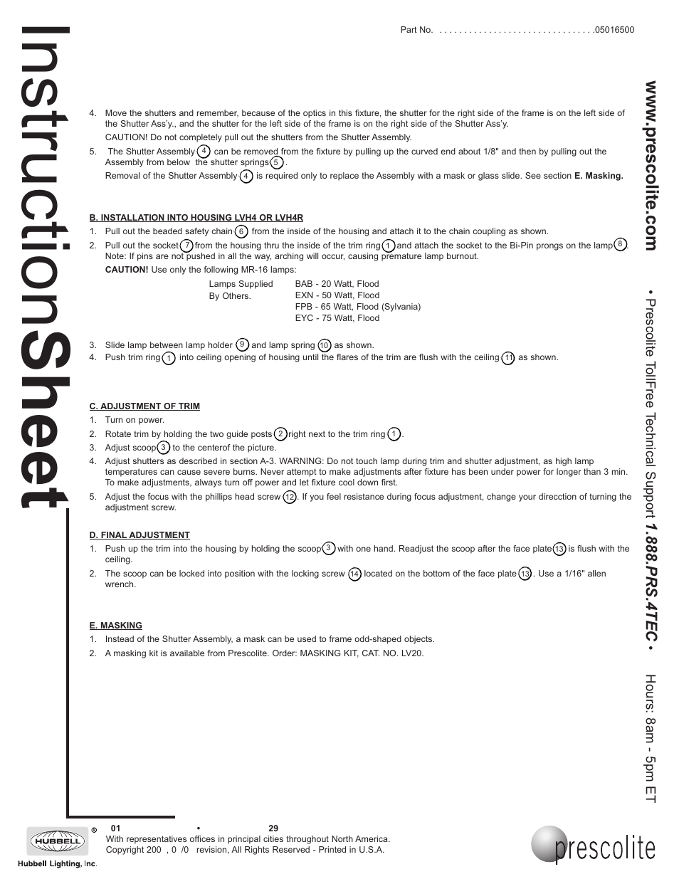 Instruction sheet, Prs.4tec | Prescolite LV30 User Manual | Page 2 / 3