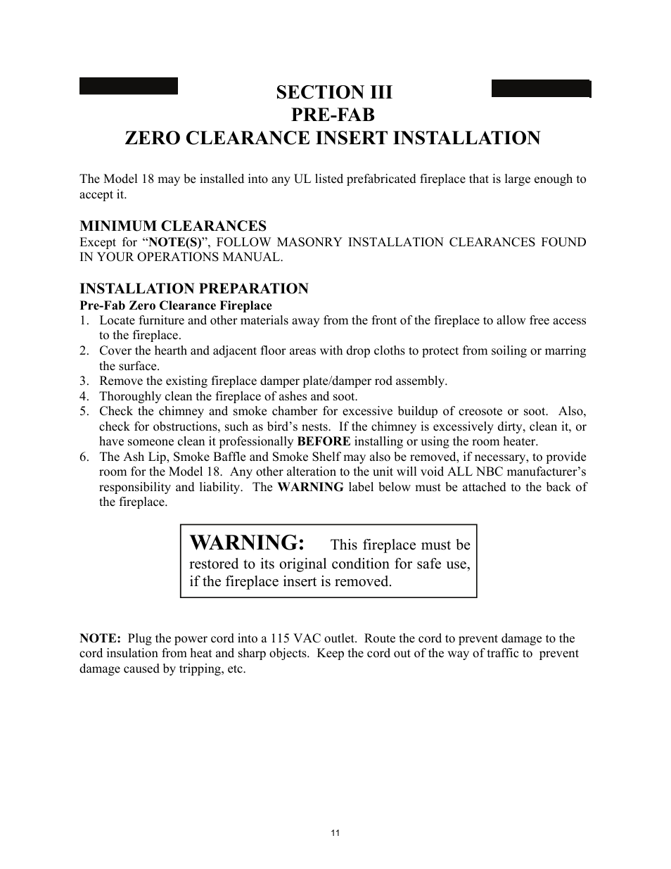 Warning | New Buck Corporation 18 User Manual | Page 13 / 43