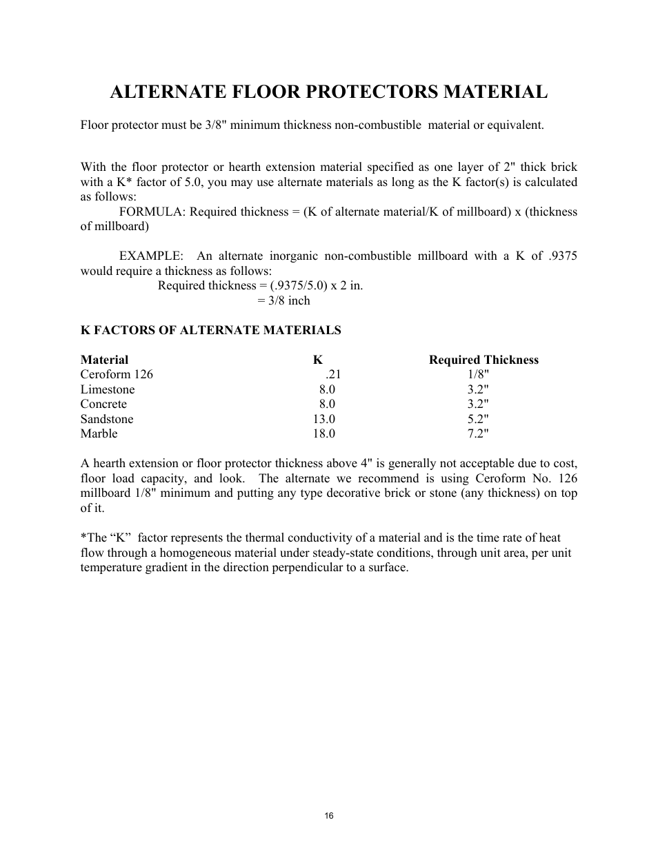 Alternate floor protectors material | New Buck Corporation 18 User Manual | Page 18 / 43