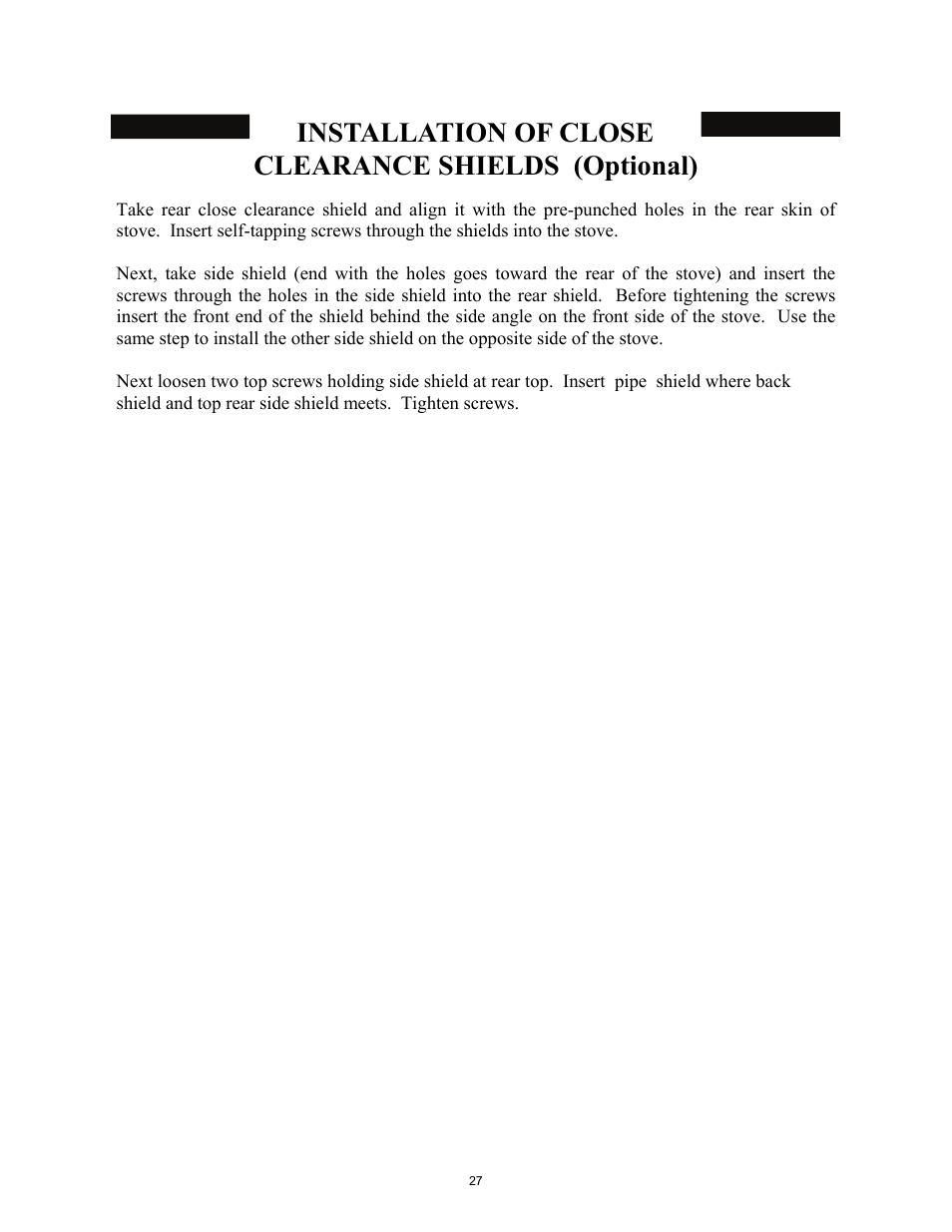 Installation of close clearance shields (optional) | New Buck Corporation 18 User Manual | Page 29 / 43