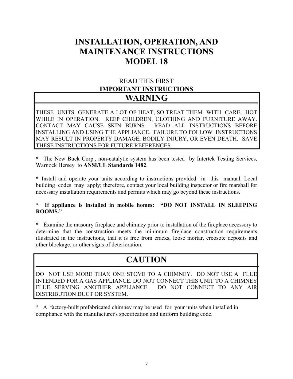 Warning, Caution | New Buck Corporation 18 User Manual | Page 5 / 43