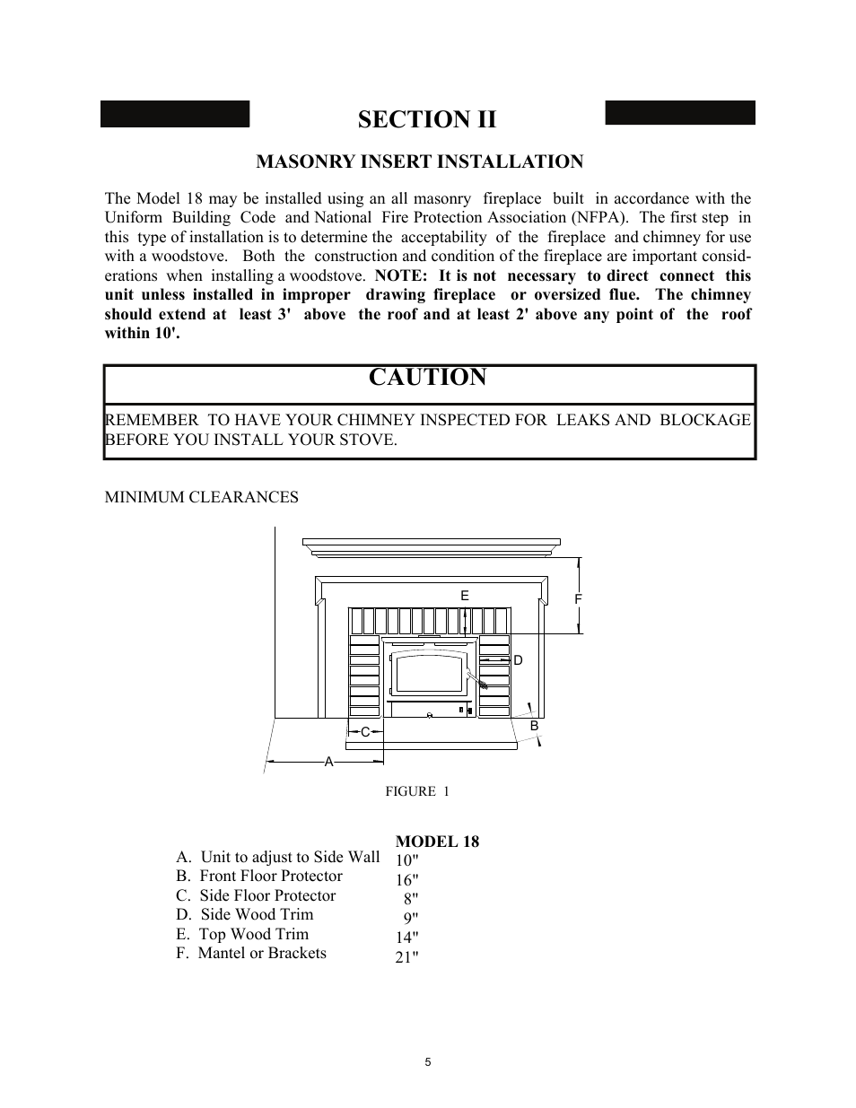 Caution, Masonry insert installation | New Buck Corporation 18 User Manual | Page 7 / 43