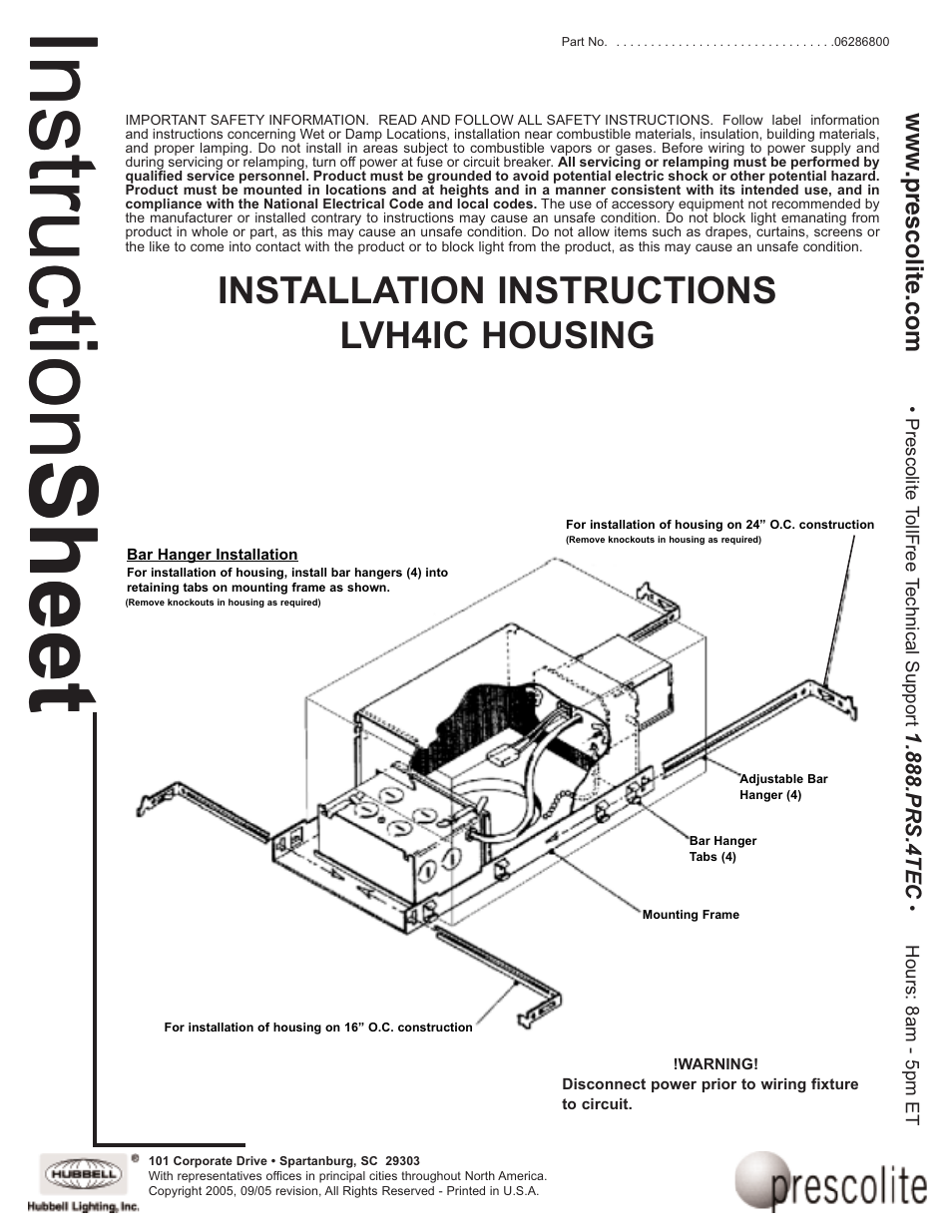 Prescolite LVH4IC User Manual | 2 pages