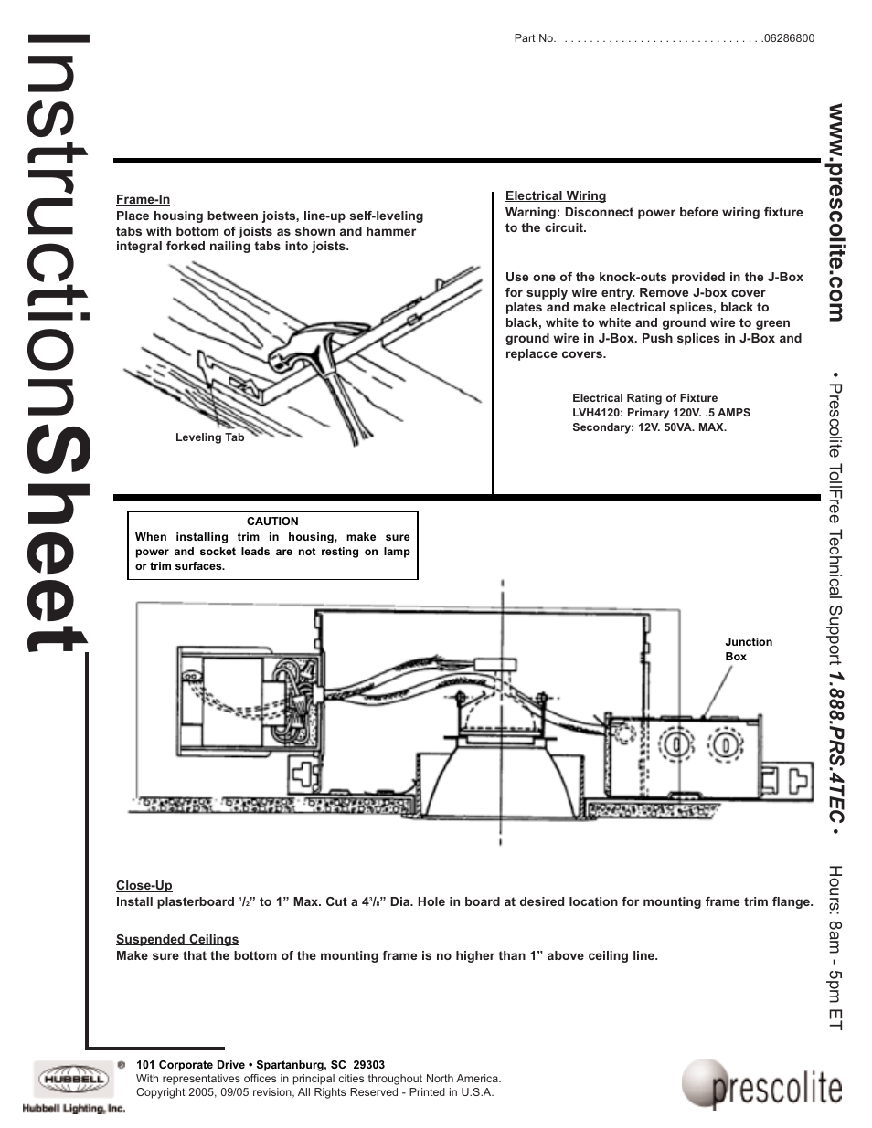 Instruction sheet, Prs.4tec | Prescolite LVH4IC User Manual | Page 2 / 2