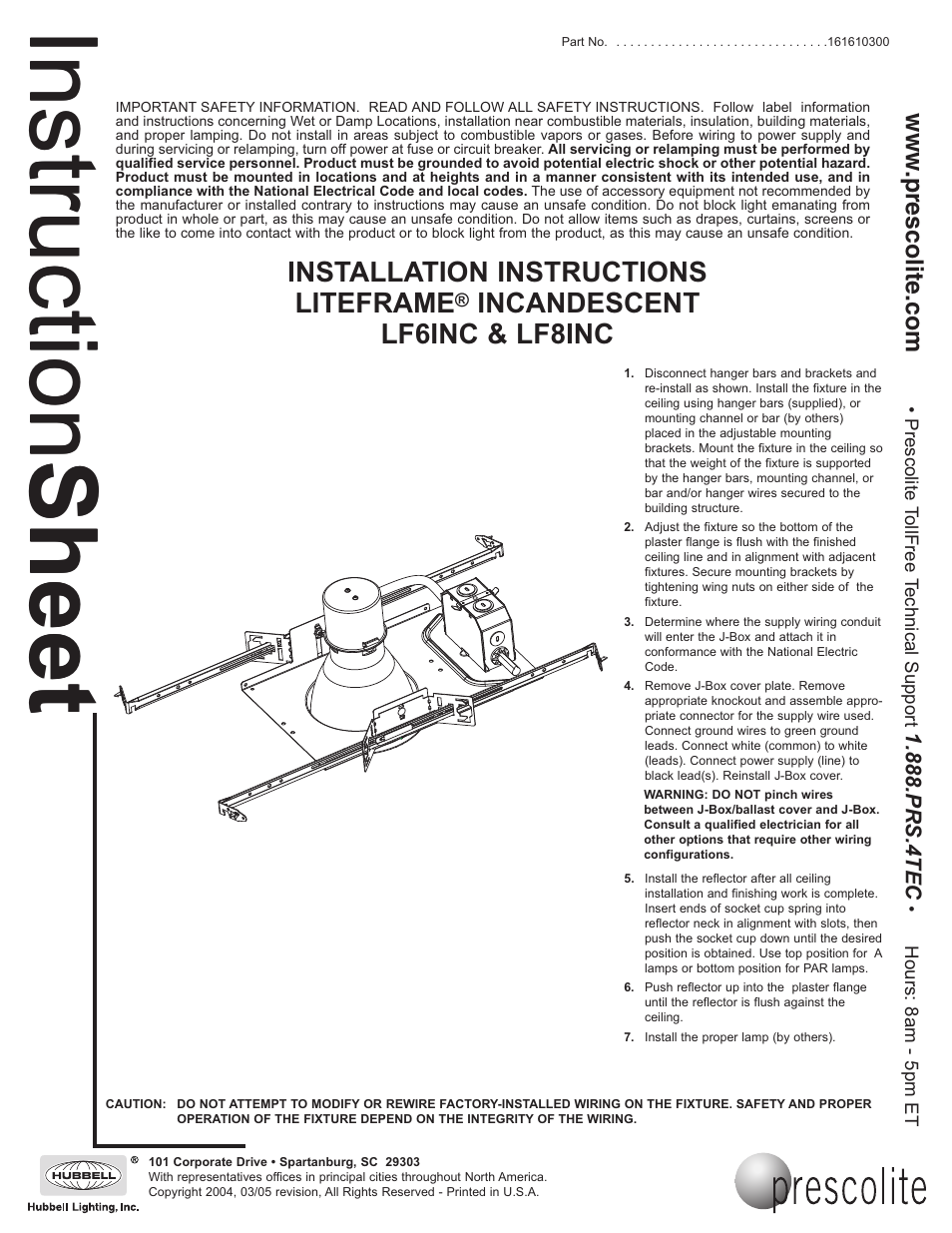 Prescolite LF8INC User Manual | 1 page