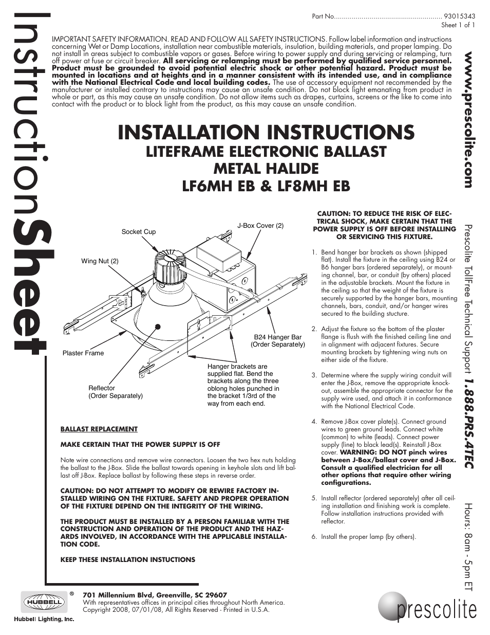 Prescolite LF8MH EB User Manual | 1 page