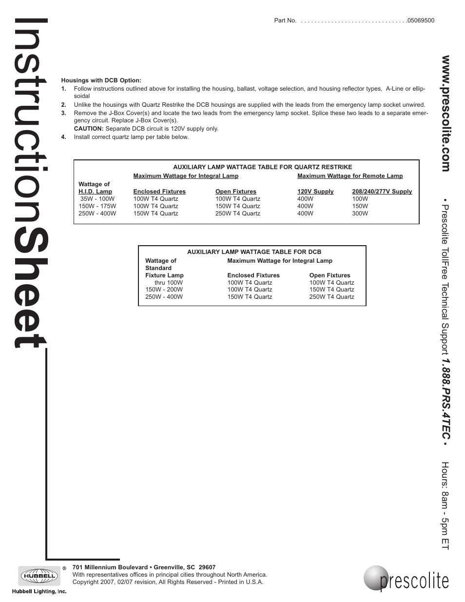 Ins tru ctio n s he et | Prescolite HID Recessed Squares & Rounds User Manual | Page 2 / 2