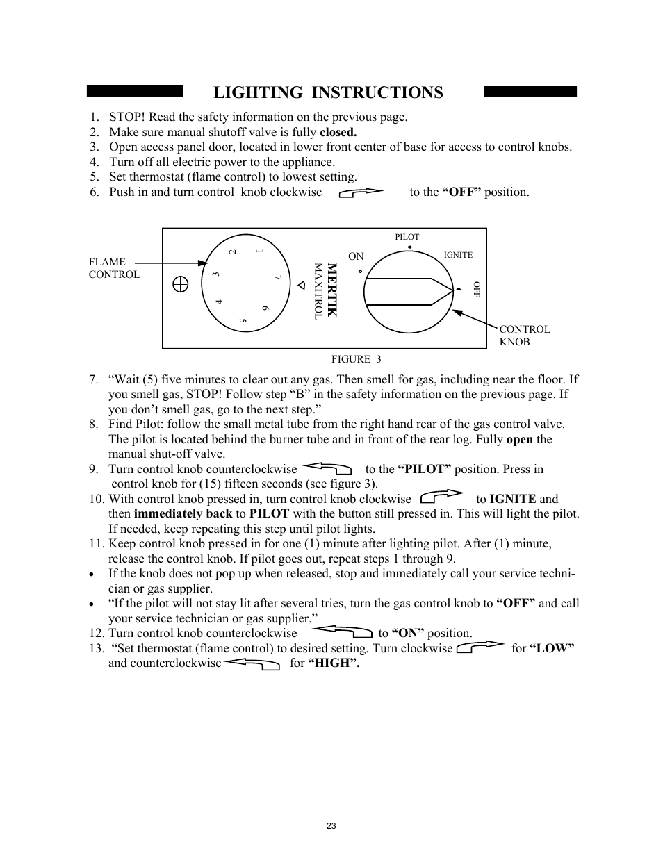 Lighting instructions | New Buck Corporation 1110 User Manual | Page 25 / 43
