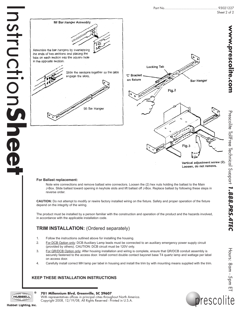 Instruction sheet | Prescolite LFHSQL-H13_EB SERIES User Manual | Page 2 / 2