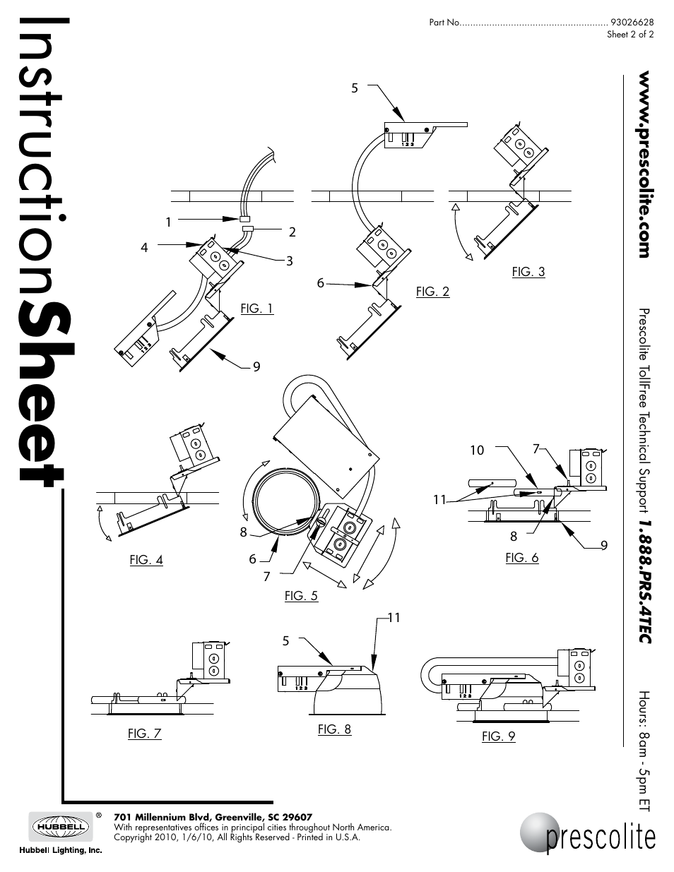 Instruction sheet, Installation instructions rlf6cfv and rlf8cfv | Prescolite RLF8CFH User Manual | Page 2 / 2