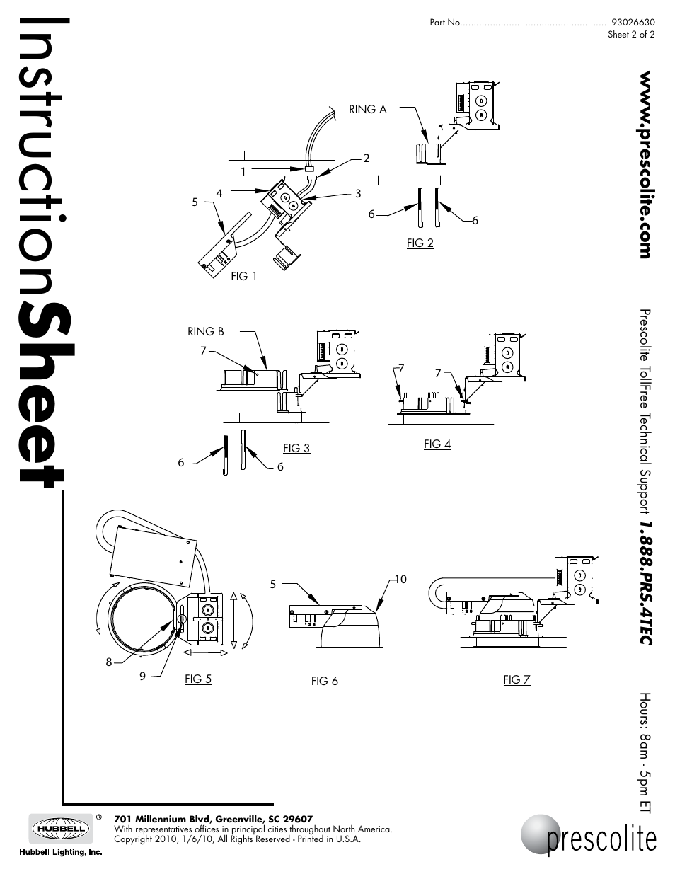 Instruction sheet, Installation instructions rlf6cfv and rlf8cfv | Prescolite RLF8CFHSD User Manual | Page 2 / 2