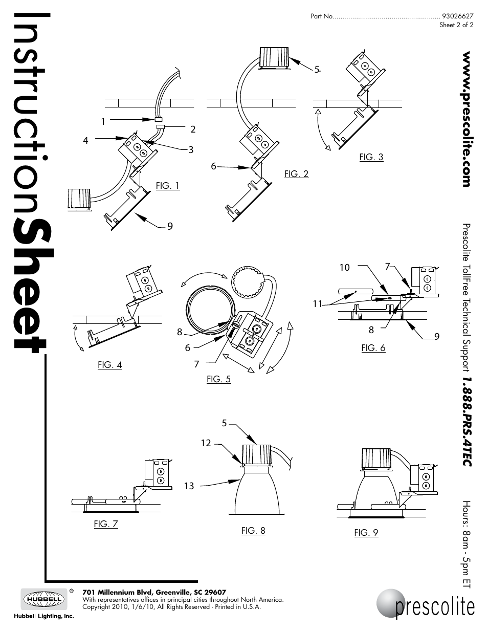 Instruction sheet, Installation instructions rlf6cfv and rlf8cfv | Prescolite RLF8CFV User Manual | Page 2 / 2