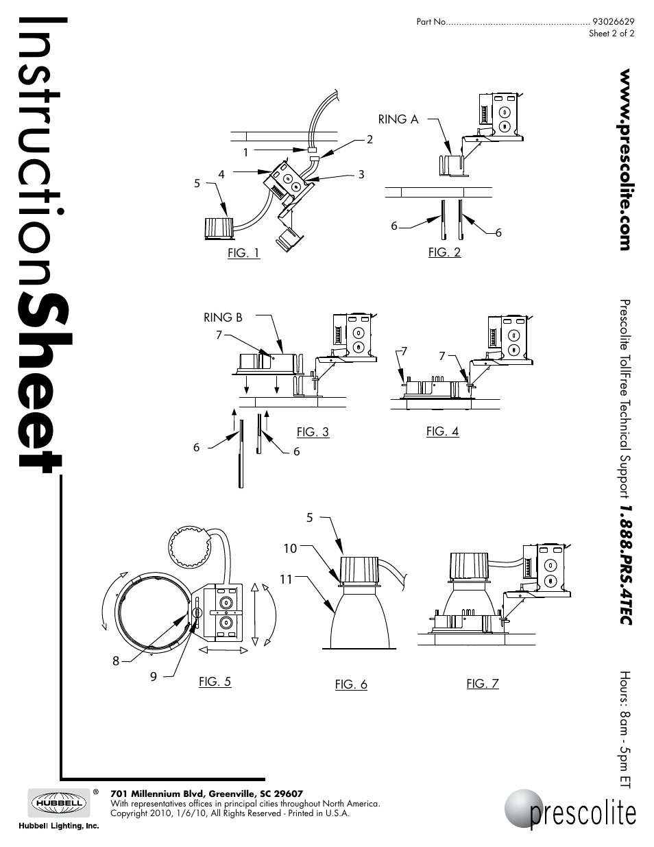 Instruction sheet, Installation instructions rlf6cfv and rlf8cfv | Prescolite RLF8CFVSD User Manual | Page 2 / 2