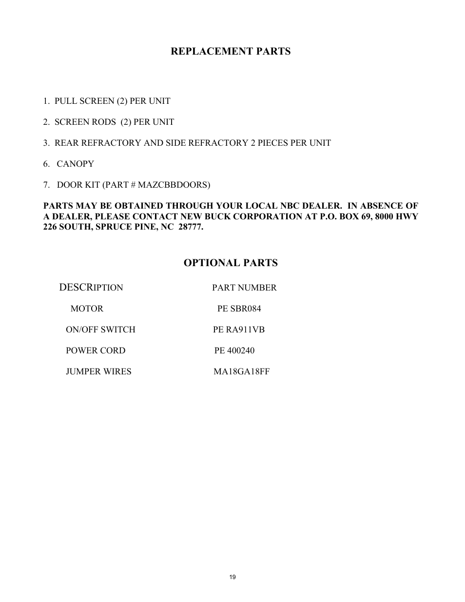 New Buck Corporation ZCBB User Manual | Page 21 / 22