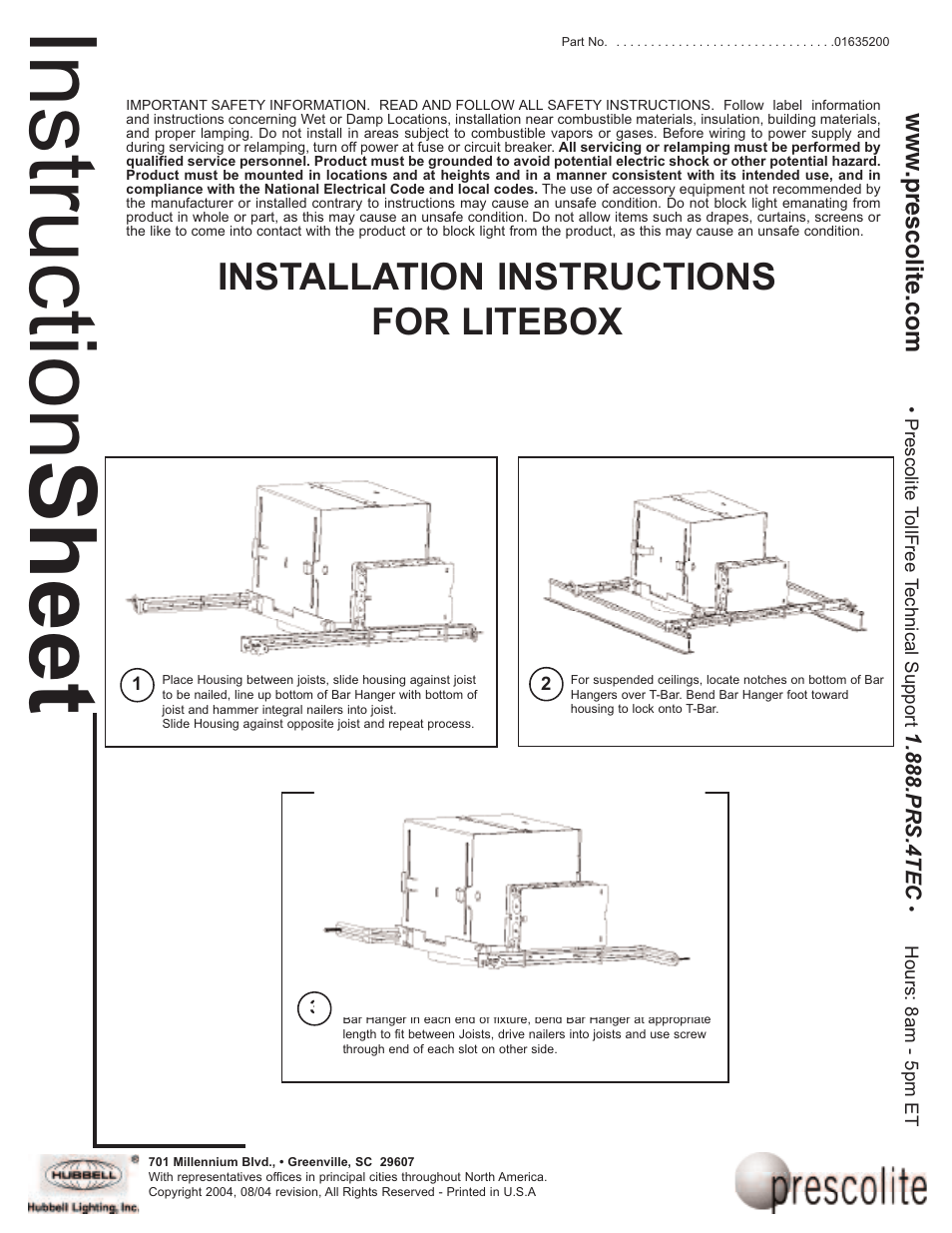 Prescolite LITEBOX User Manual | 2 pages