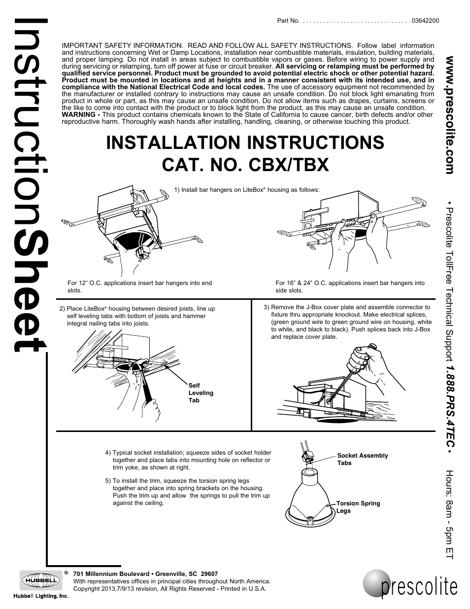 Prescolite TBX User Manual | 1 page