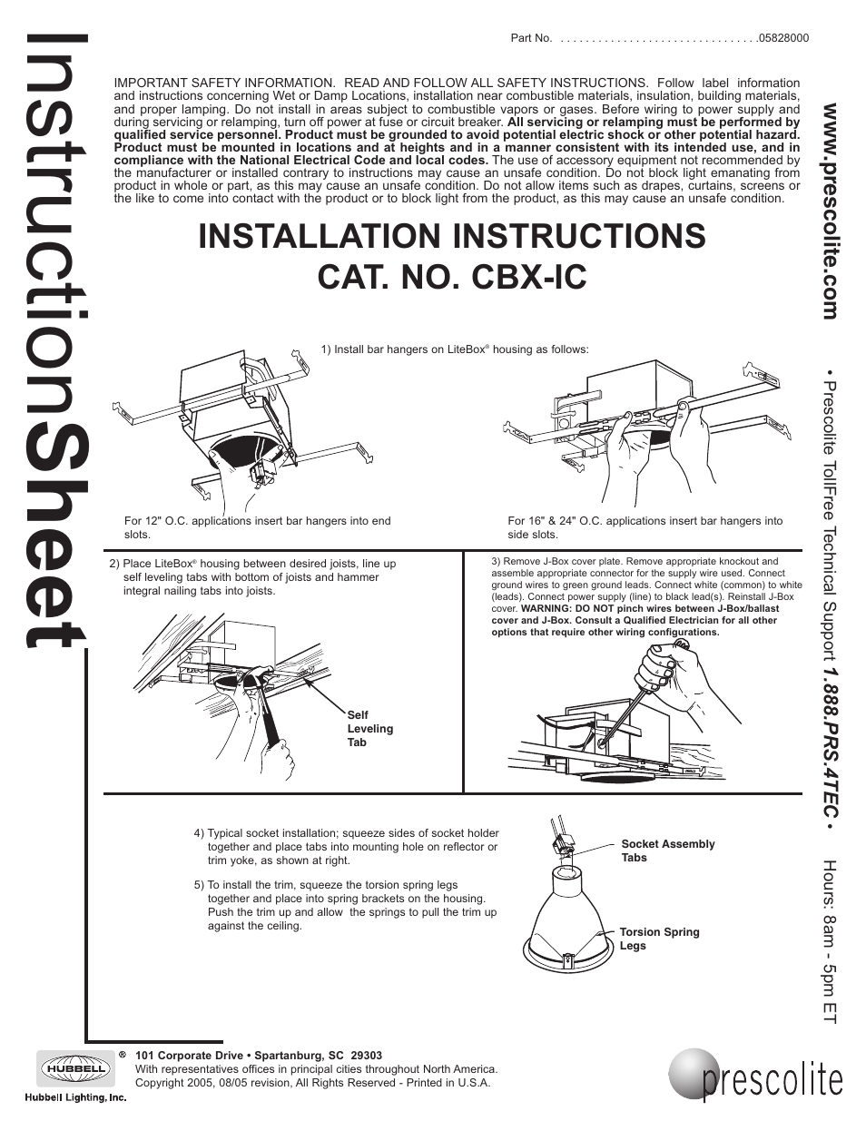 Prescolite CBX-IC User Manual | 1 page