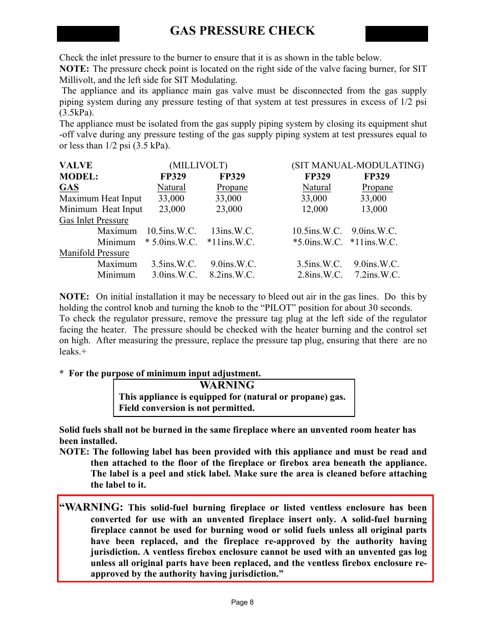 Gas pressure check | New Buck Corporation 329 User Manual | Page 12 / 55