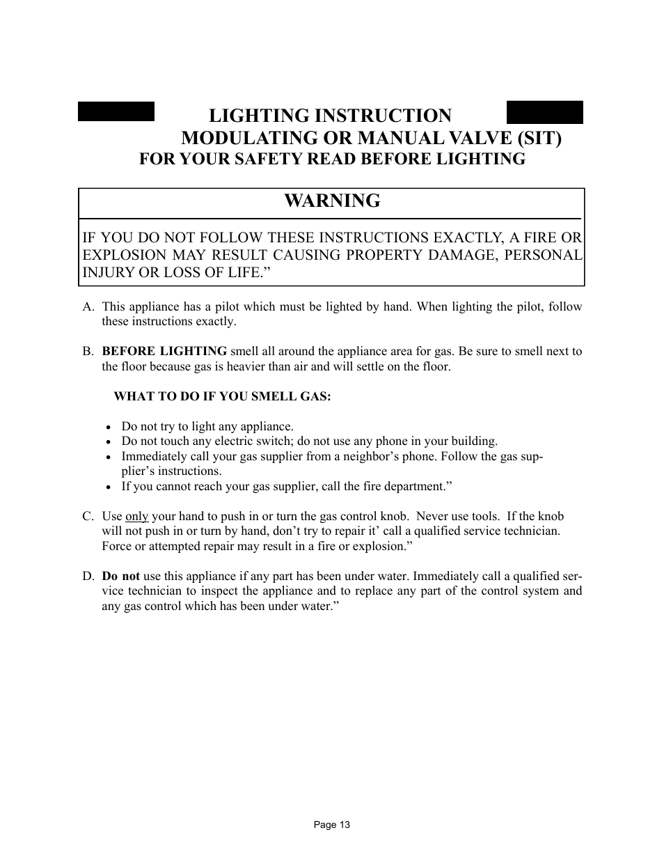 Warning, For your safety read before lighting | New Buck Corporation 329 User Manual | Page 17 / 55