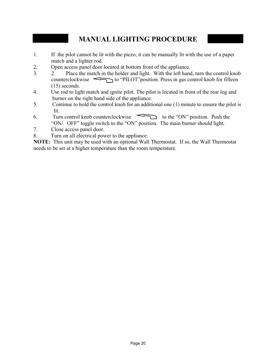 Manual lighting procedure | New Buck Corporation 329 User Manual | Page 24 / 55