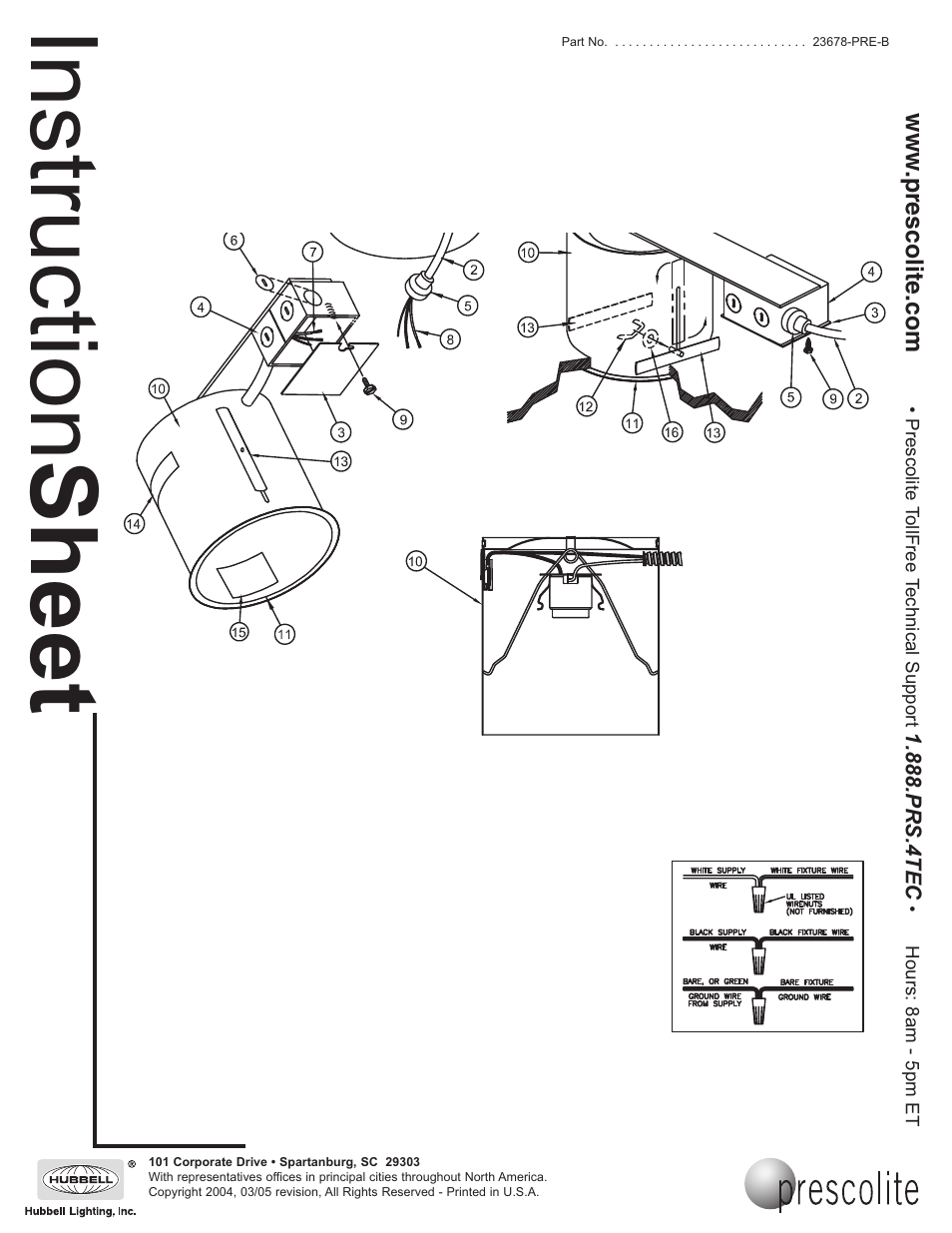 Instruction sheet | Prescolite RMNICD User Manual | Page 2 / 2