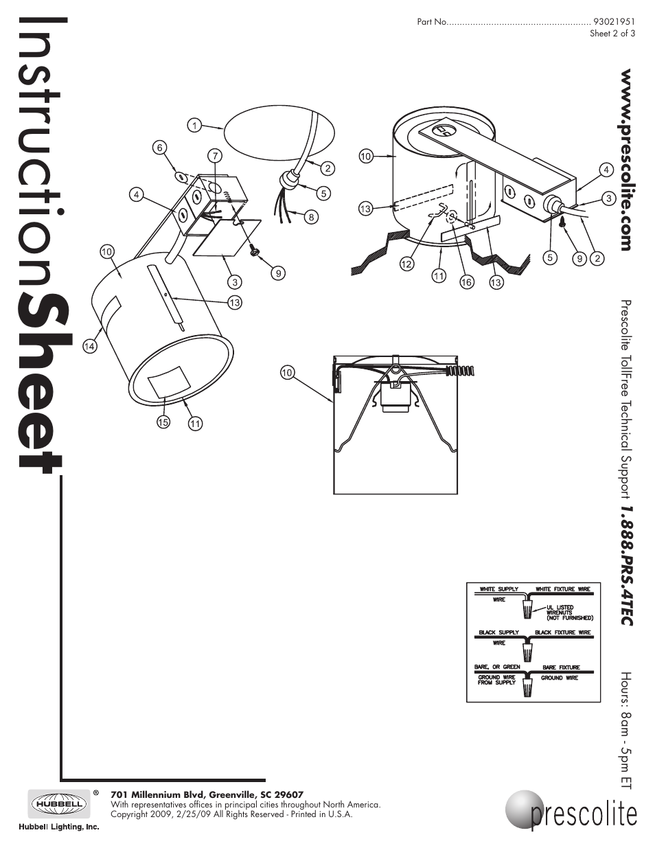 Instruction sheet | Prescolite RMNICDAT User Manual | Page 2 / 3