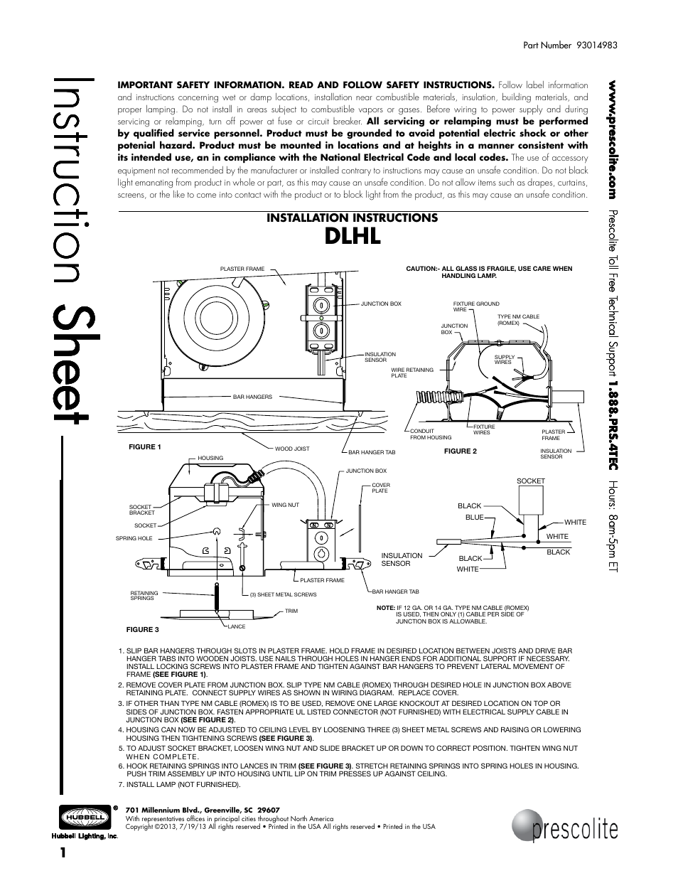 Prescolite DLHL User Manual | 2 pages