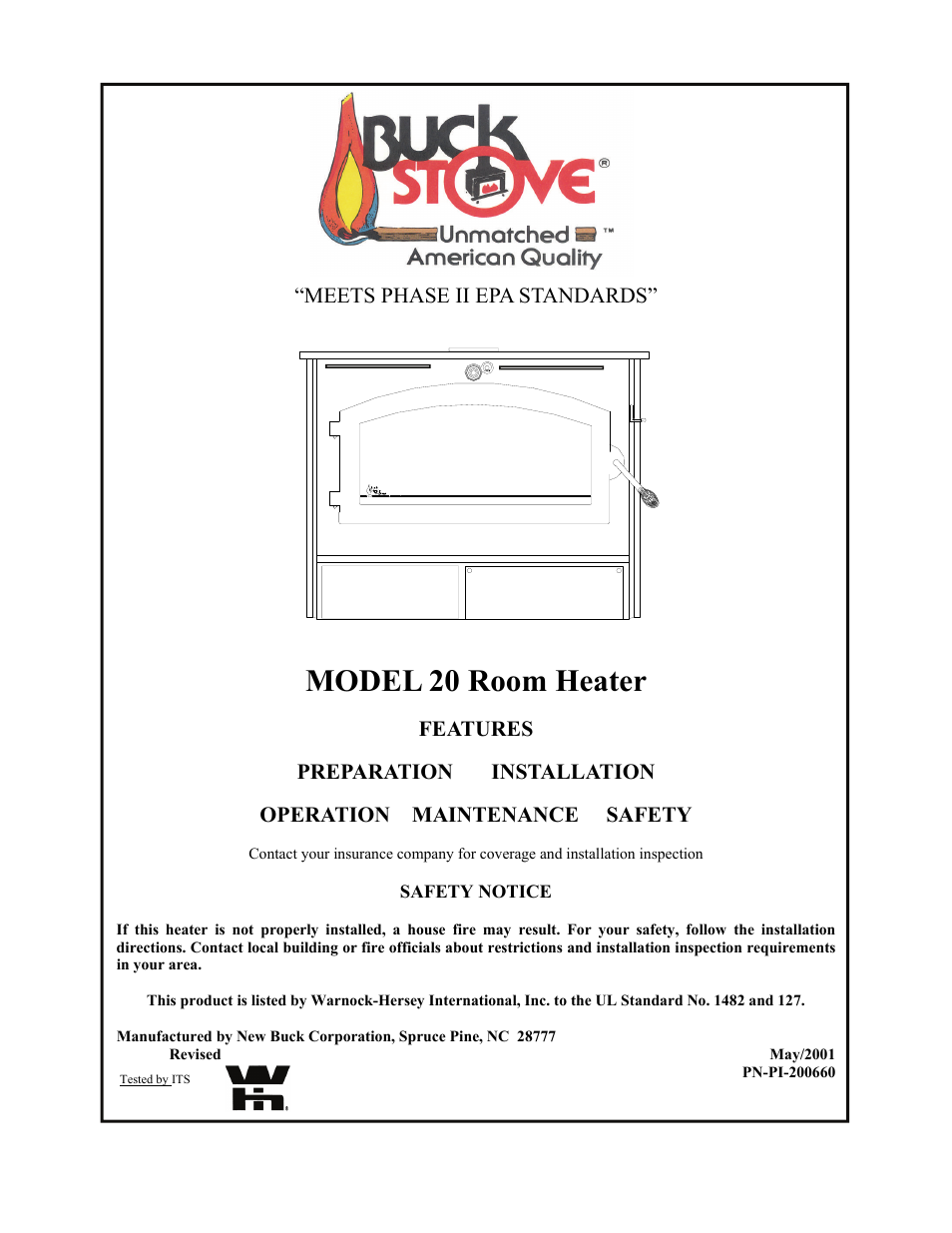 New Buck Corporation 20 Room Heater User Manual | 62 pages