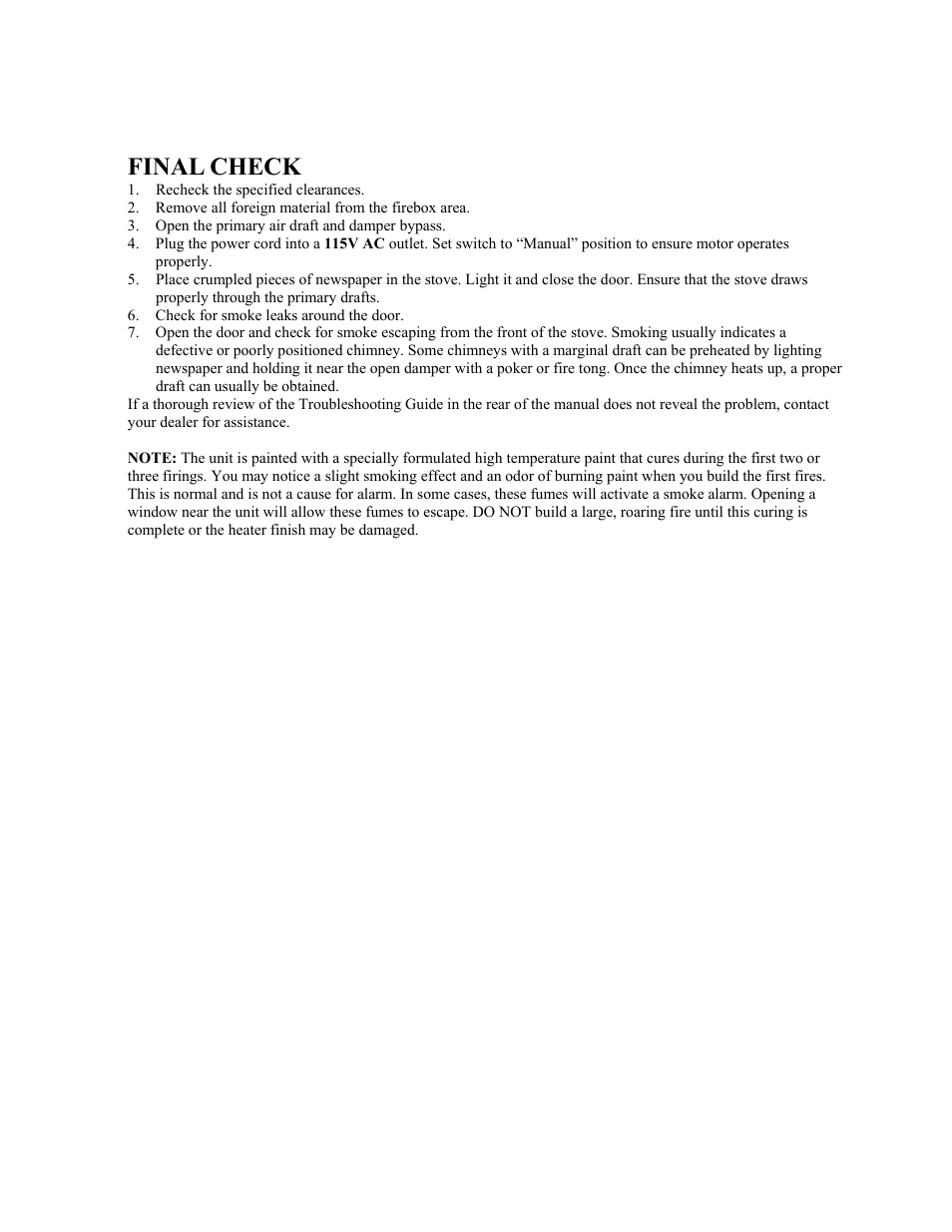 Final check | New Buck Corporation 20 Room Heater User Manual | Page 12 / 62