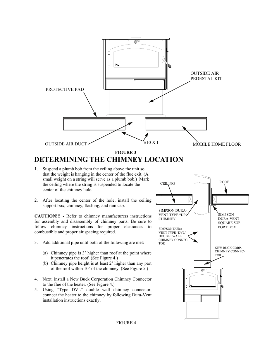 Determining the chimney location | New Buck Corporation 20 Room Heater User Manual | Page 23 / 62