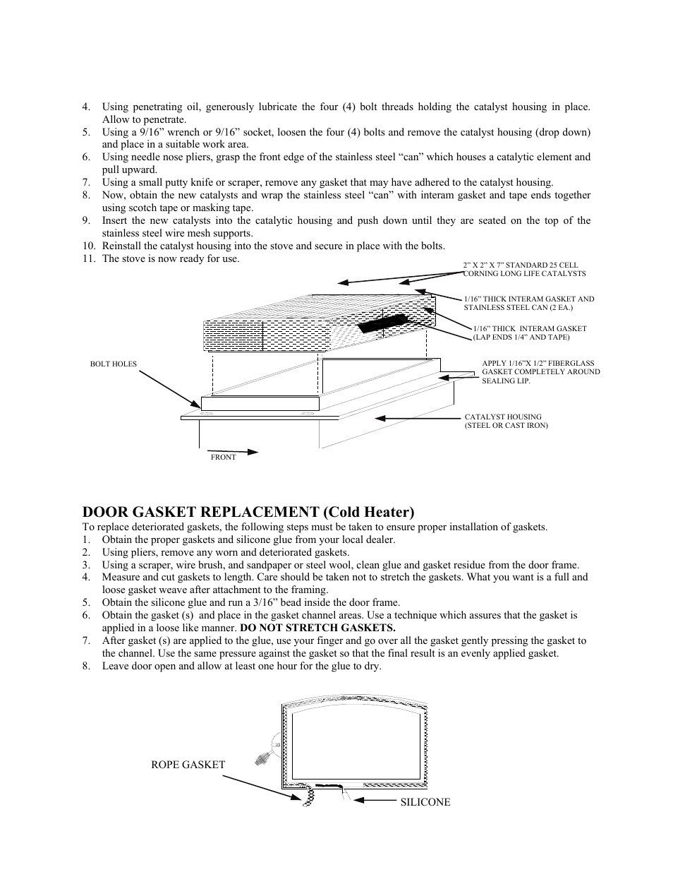 Door gasket replacement (cold heater) | New Buck Corporation 20 Room Heater User Manual | Page 35 / 62