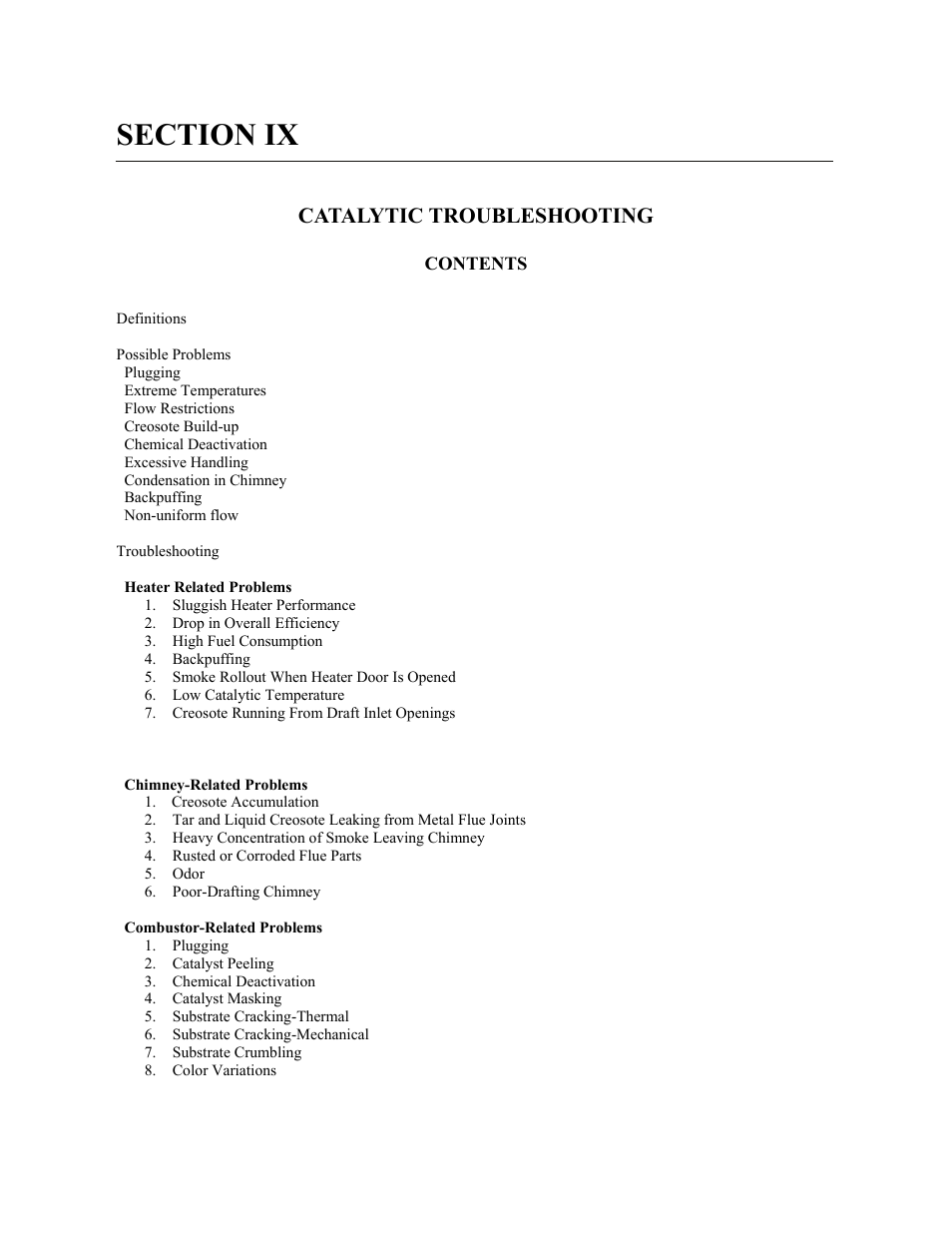 Catalytic troubleshooting | New Buck Corporation 20 Room Heater User Manual | Page 37 / 62