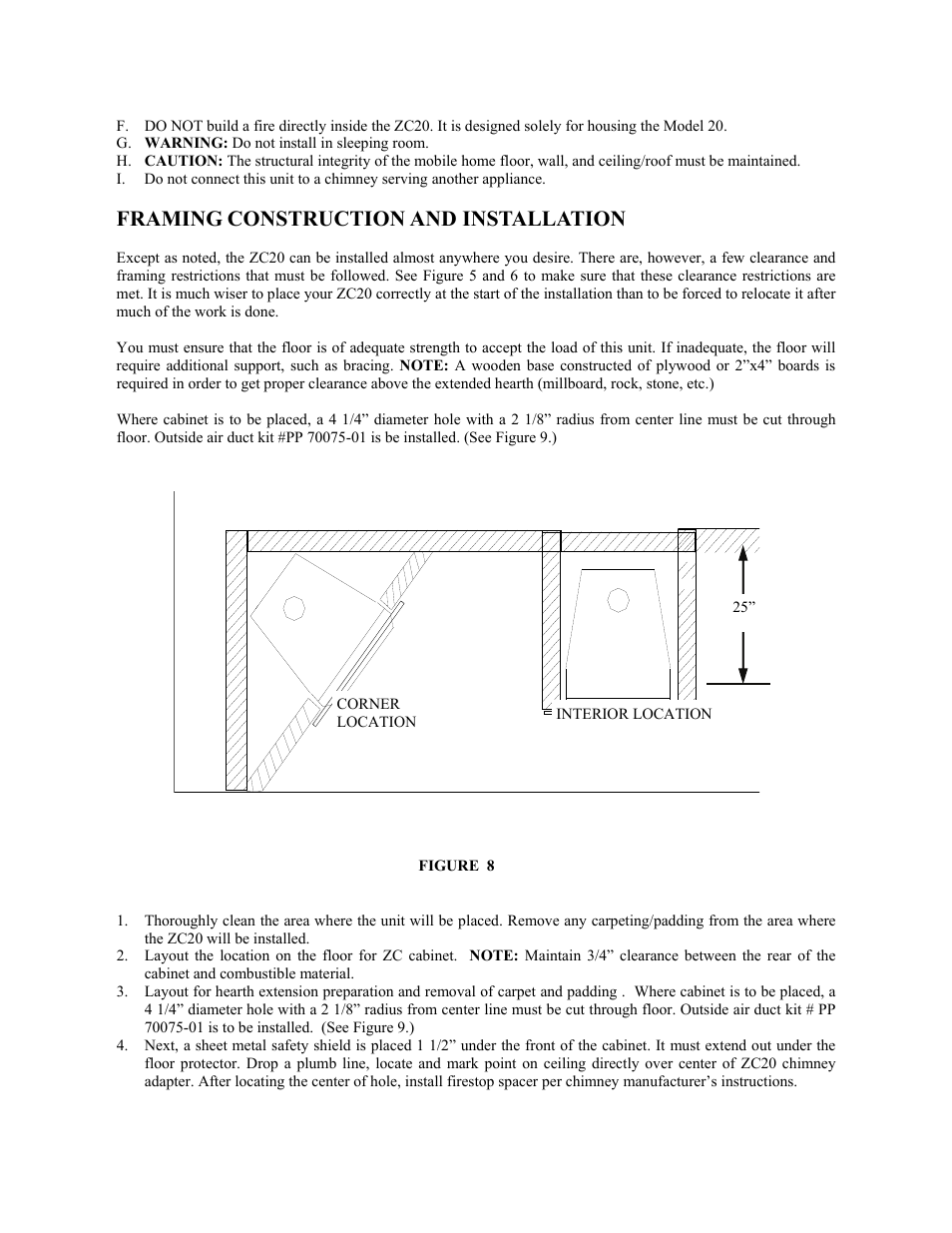 Framing construction and installation | New Buck Corporation 20 Room Heater User Manual | Page 56 / 62