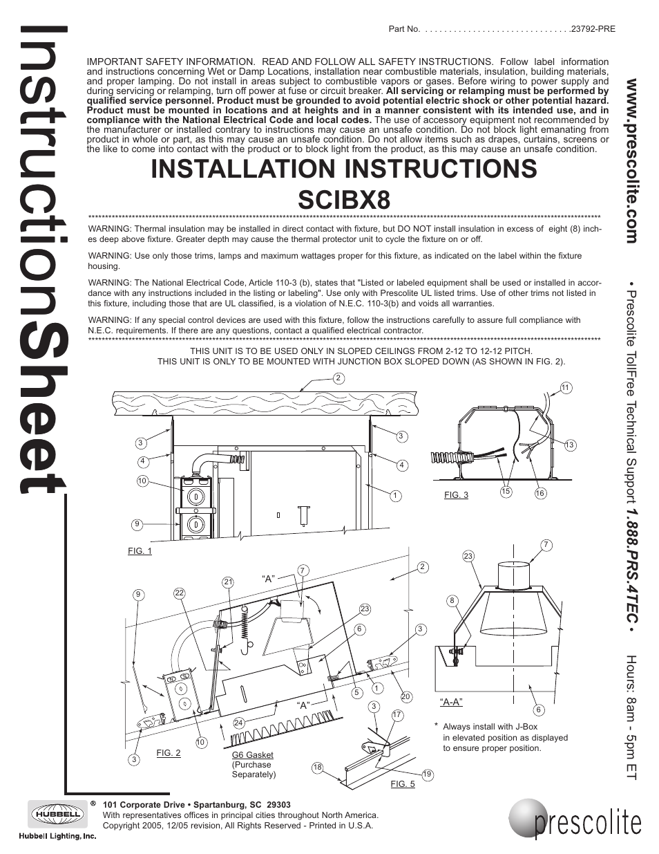 Prescolite SCIBX8 User Manual | 2 pages