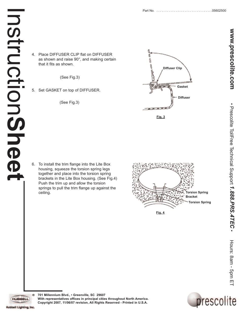 Ins tru ctio n s he et | Prescolite TL-41PW User Manual | Page 2 / 2