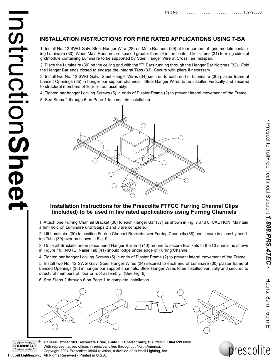 Instruction sheet, Prs.4tec | Prescolite FT6/FT6CF2H User Manual | Page 2 / 3