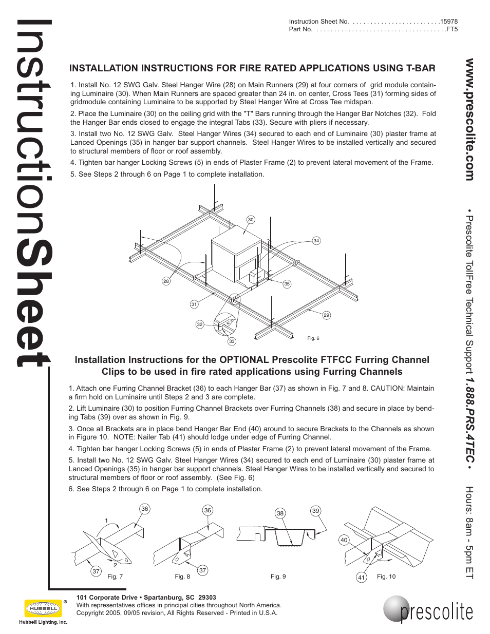 Instruction sheet, Prs.4tec | Prescolite FT5 User Manual | Page 2 / 3