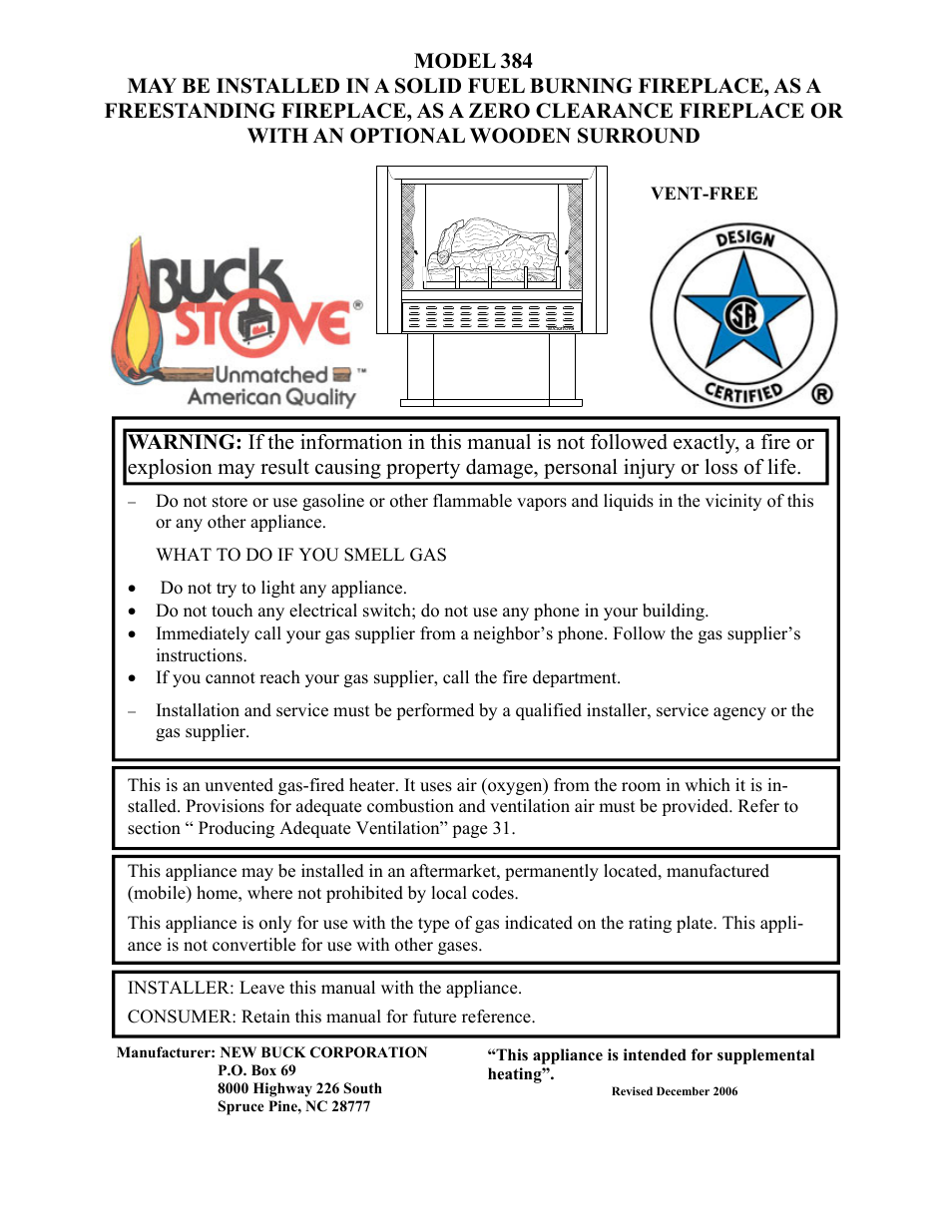 New Buck Corporation 384 User Manual | 54 pages