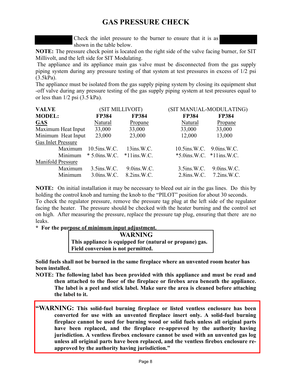 Gas pressure check | New Buck Corporation 384 User Manual | Page 12 / 54