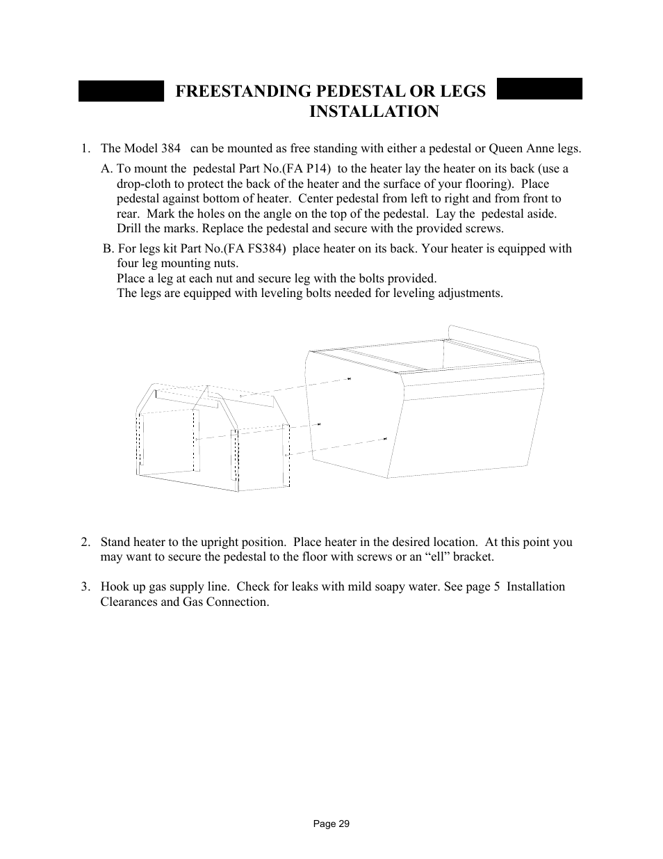 Freestanding pedestal or legs installation | New Buck Corporation 384 User Manual | Page 33 / 54