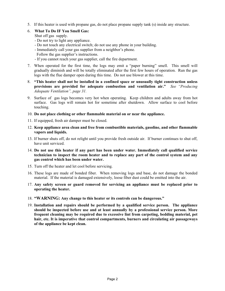 Warning, If equipped, fresh air damper must be closed, Turn off the heater and let cool before servicing | New Buck Corporation 384 User Manual | Page 6 / 54