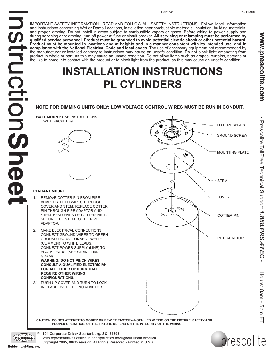 Prescolite PL CYLINDERS User Manual | 2 pages