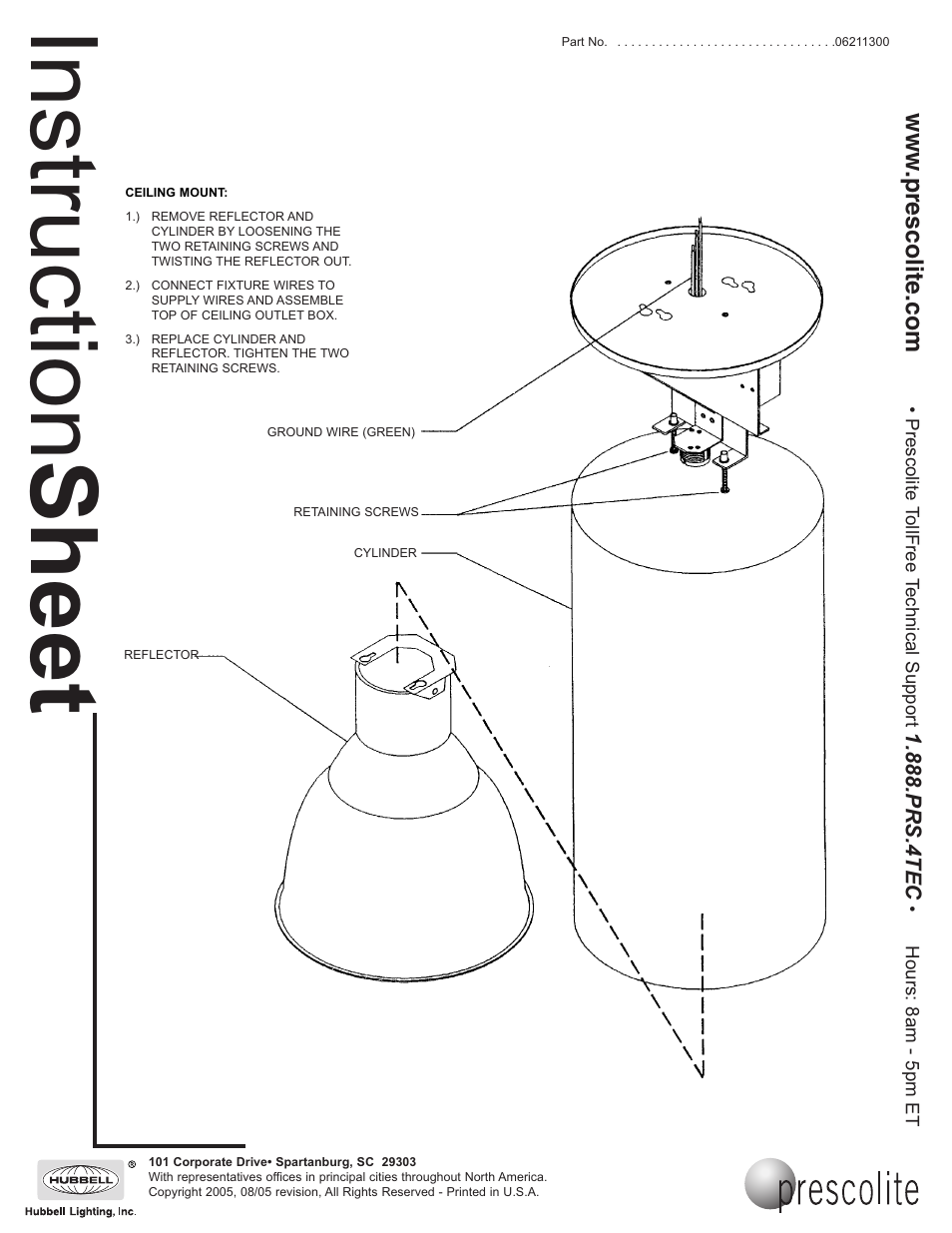 Instruction sheet | Prescolite PL CYLINDERS User Manual | Page 2 / 2