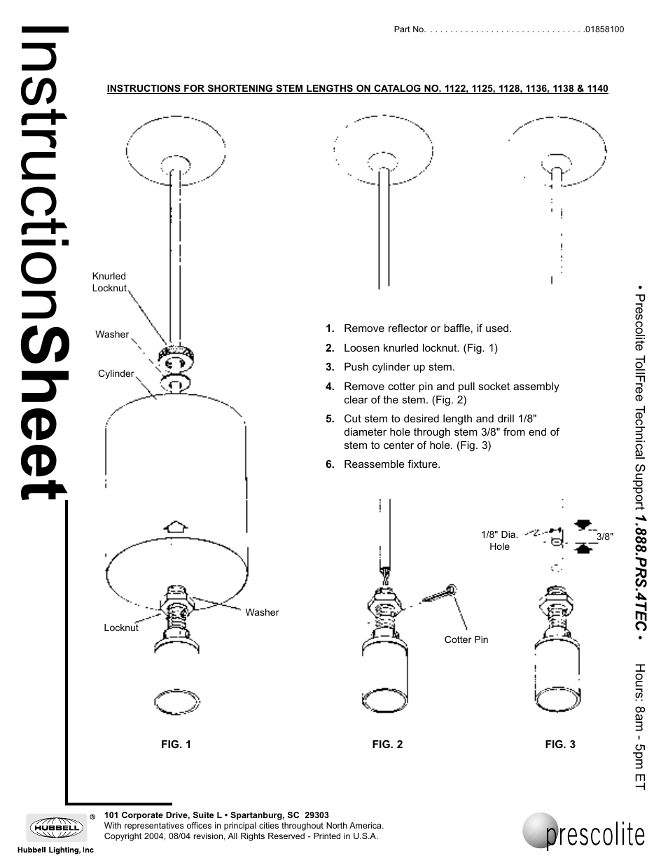 Instruction sheet | Prescolite PENDANT SERIES FIXTURE User Manual | Page 2 / 2