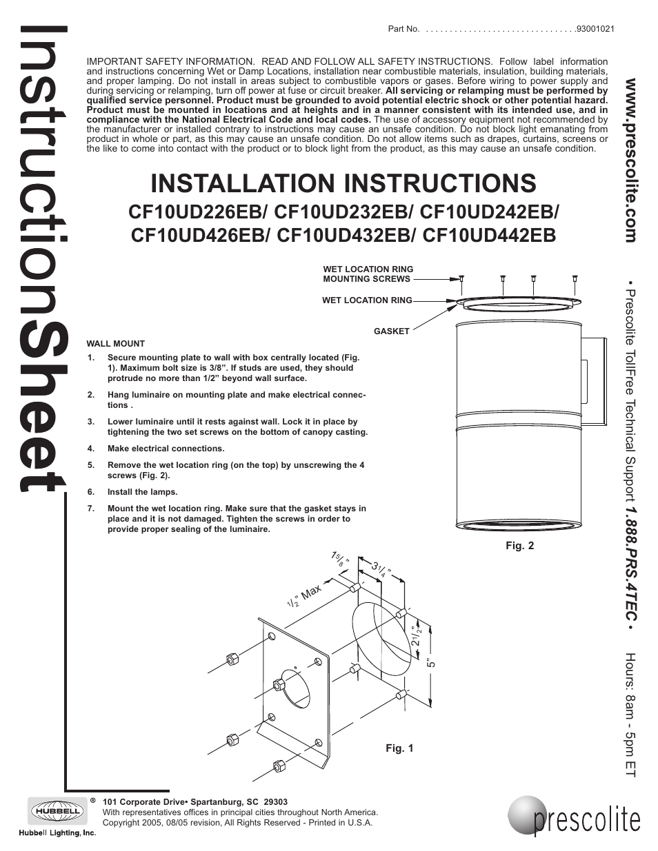 Prescolite CF10UD432EB User Manual | 1 page