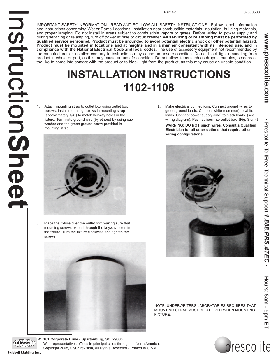 Prescolite 1102-1108 User Manual | 1 page