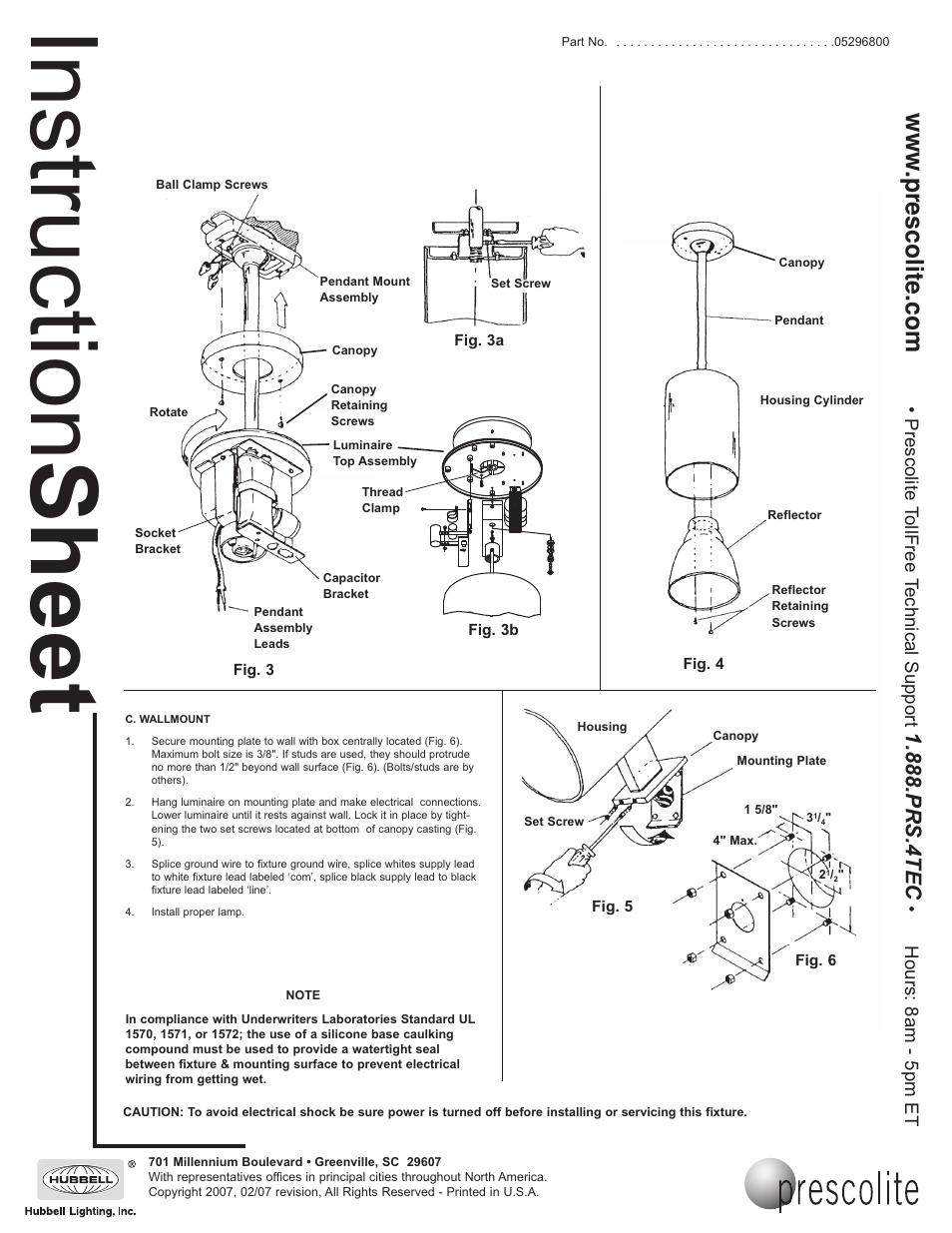 Ins tru ctio n s he et | Prescolite HV HID CYLINDERS User Manual | Page 2 / 2
