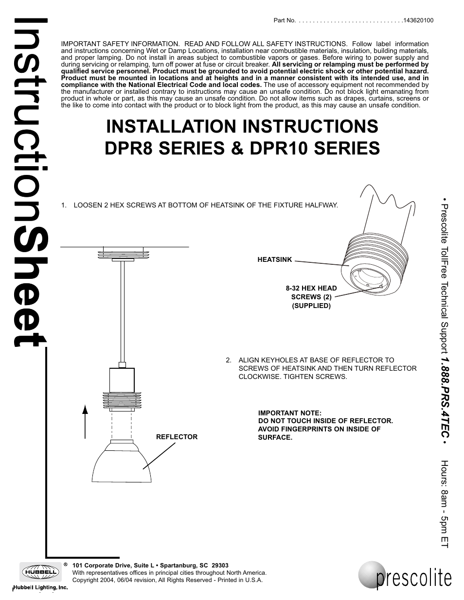 Prescolite DPR10 User Manual | 1 page