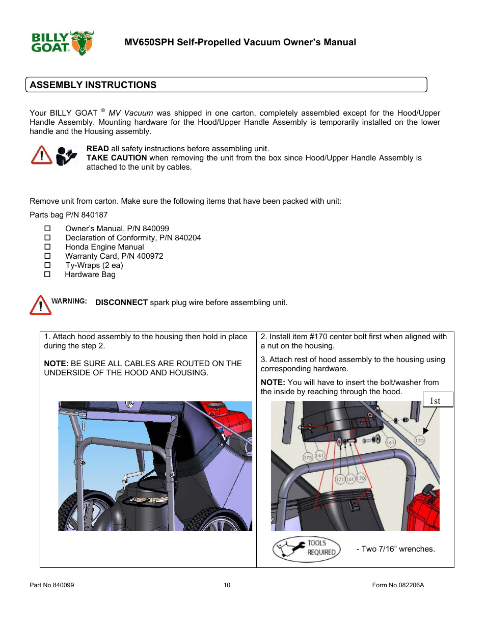 Billy Goat MV650SPH User Manual | Page 10 / 34